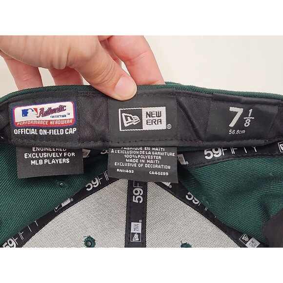 New Era Oakland A's Hat Cap Fitted Men's 7 1/8 MLB Baseball Green 59Fifty - Picture 5 of 5